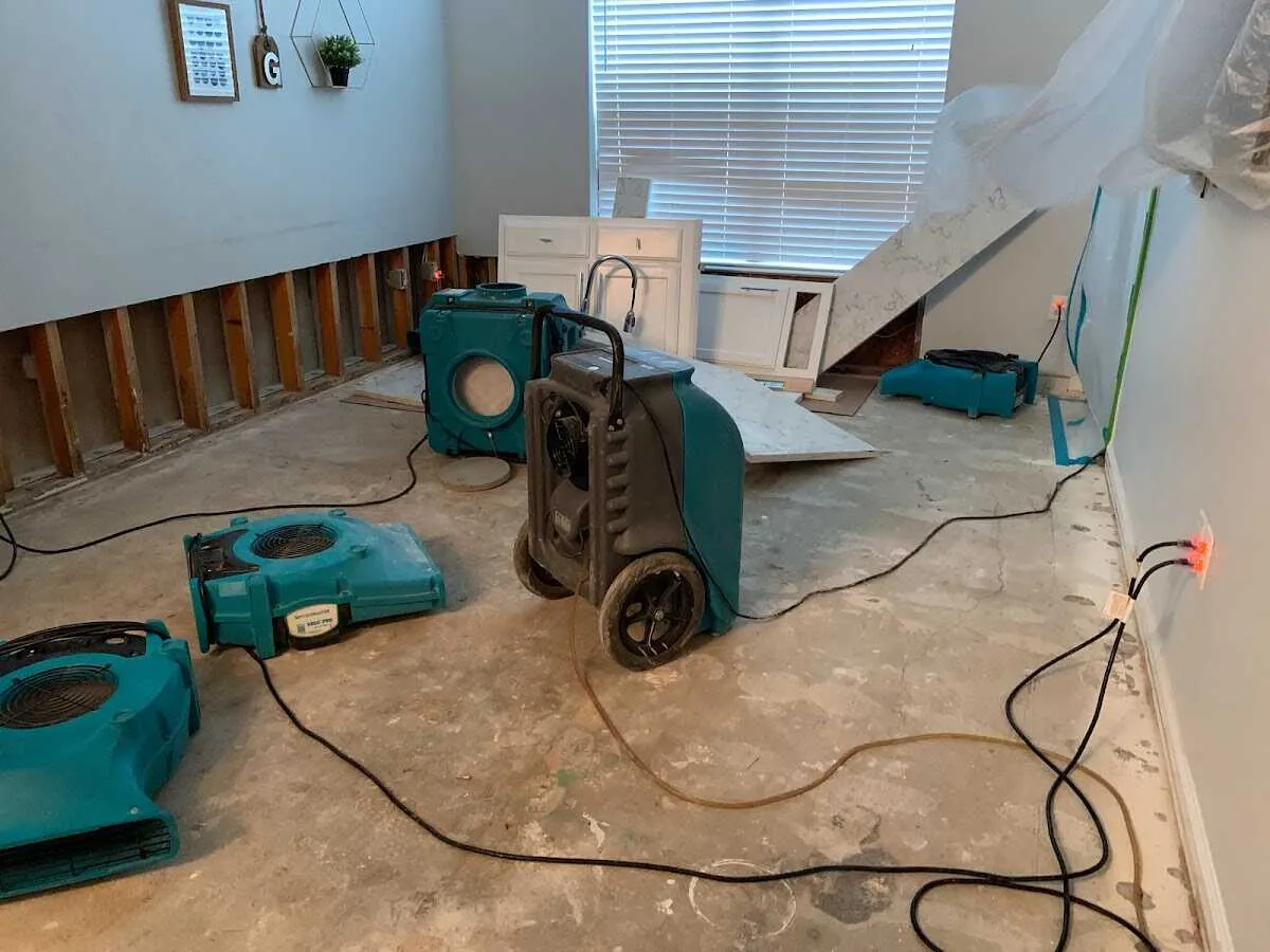 Dehumidifier in flood-cut room for Water Extraction & Removal in Cody